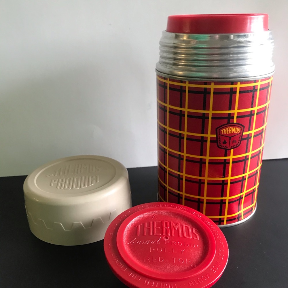 Vintage Red Plaid Glass Lined Thermos